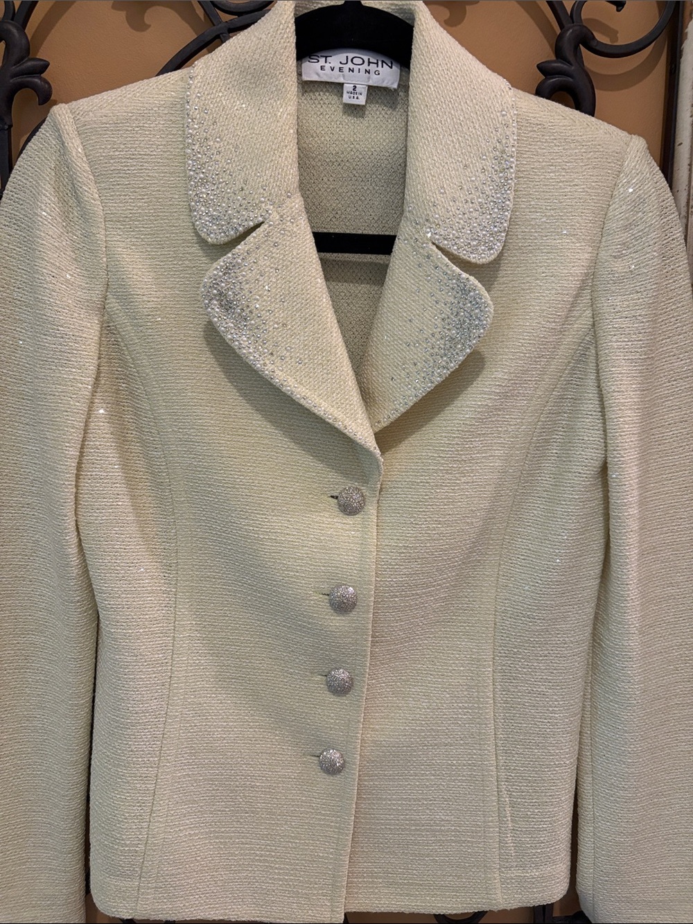 St. John Cream Sparkle Evening Jacket